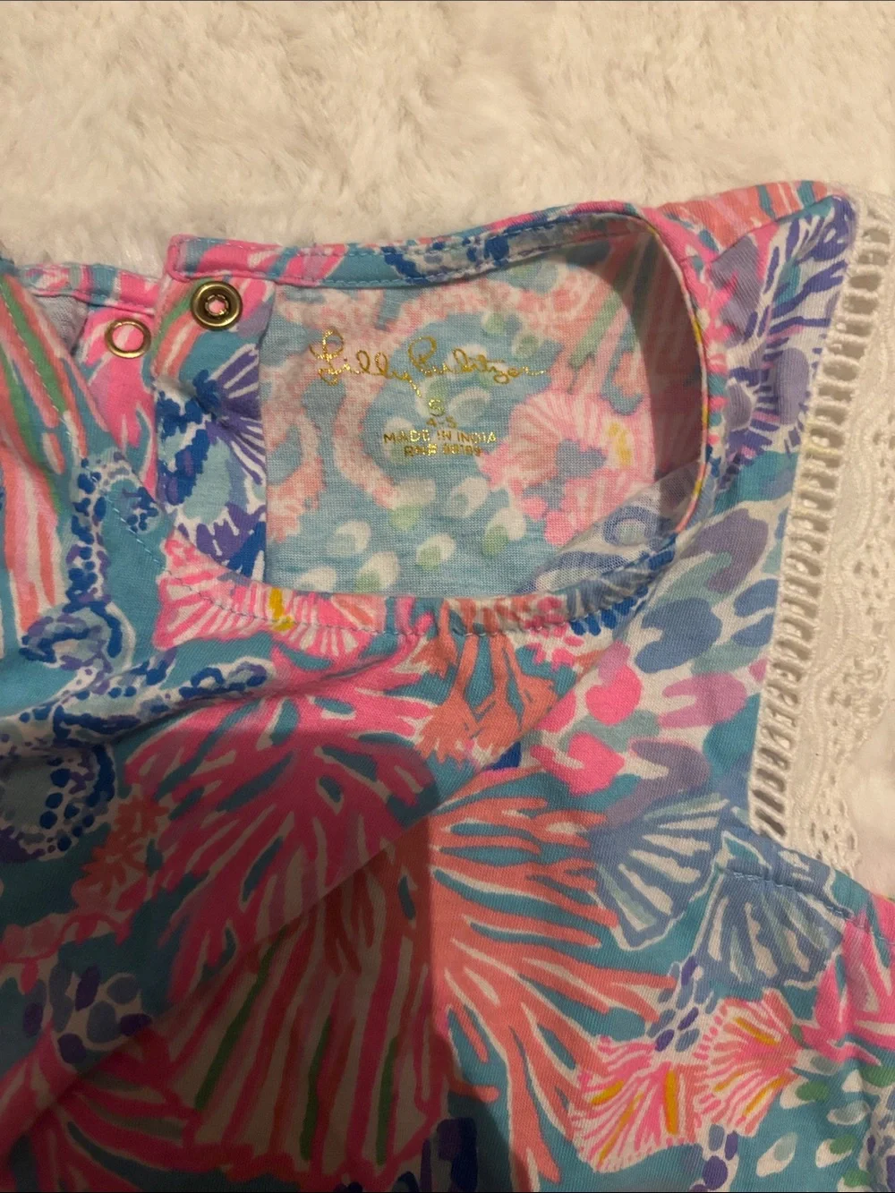 Lilly Pulitzer Girls Multicolor Floral Tank Dress - Blue, Pink & Coral